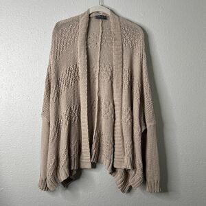 Wooden Ships Cardigan Sweater Khaki Cotton Blend Womens M/L Open Front